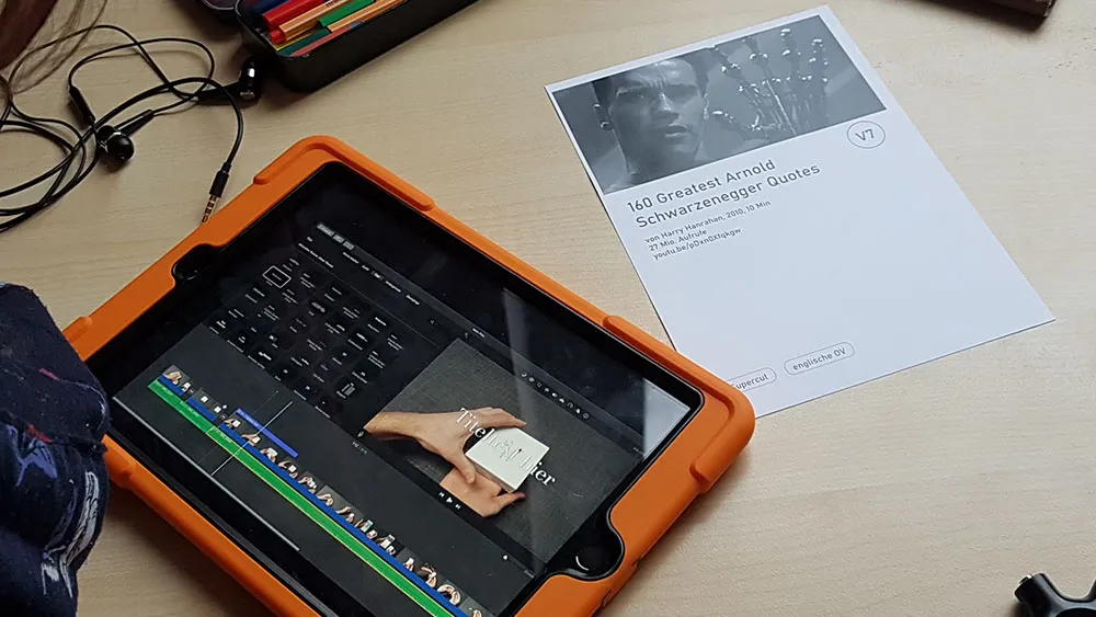 Lerntheke und iPad zum Thema Videoessay im Unterricht